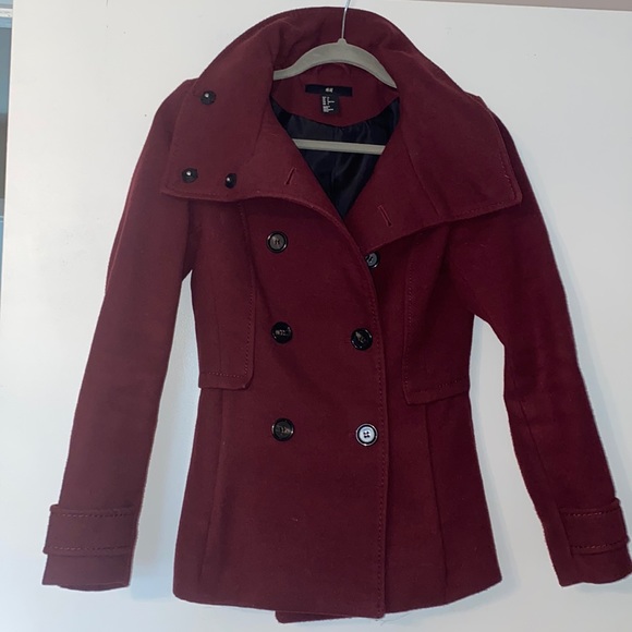 H&M Jackets & Blazers - Maroon pea coat